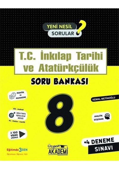8.Sınıf LGS T.C İnkılap Tarihi ve Atatürkçülük Soru Bankası- Üçgen Akademi