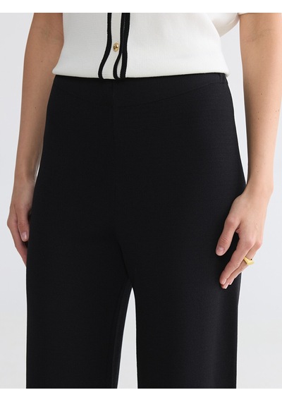 Lcw Everyday Siyah Beli Lastikli Kadın Triko Pantolon