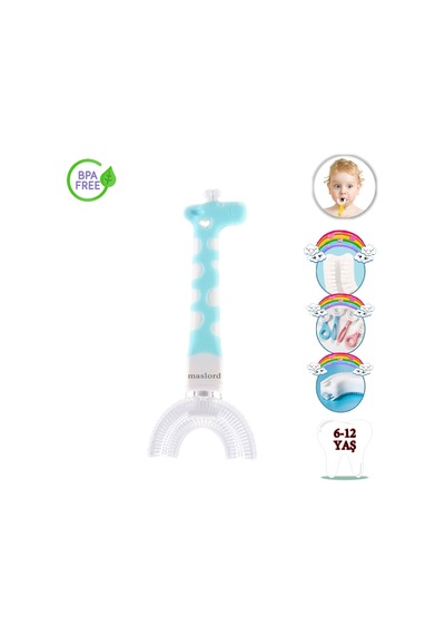 Mas Lord U Tipi Yeni Nesil Diş Fırçası - Mavi - Zürafa Model  6-12 Yaş