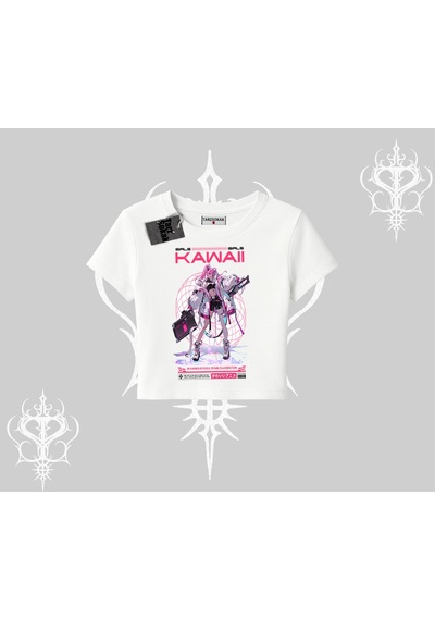 Startmore Startmore Babby Tee Tshirt Kawaii Cyberpunk Kız Japon Stil Baskı Beyaz