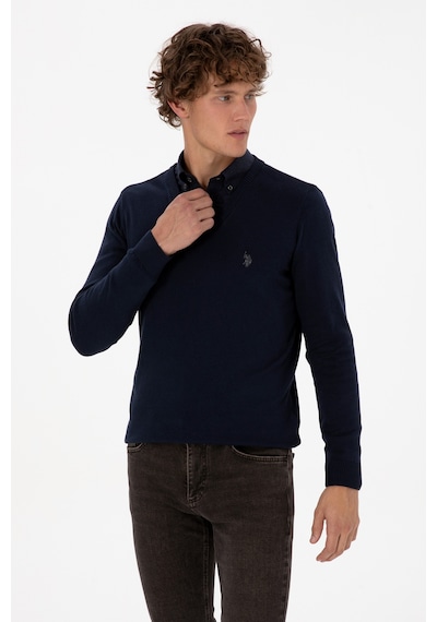U.S. Polo Assn. Erkek Slim Fit V Yaka Lacivert Basic Triko Kazak 50313662-VR033