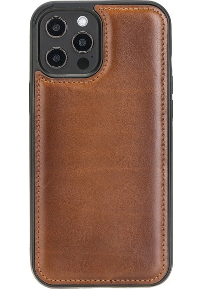 Apple Uyumlu iPhone  12 Pro Max Deri Arka Kapak Rst2ef Taba