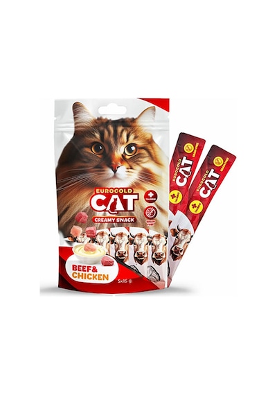 Euro-gold - 830 - Cat Sıvı Kedi Ödülü Dana - Tavuk - Spt-gld - Etli 5x15gr