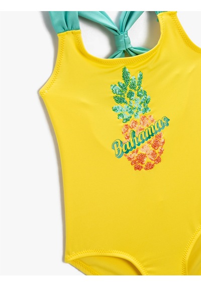 Koton Mayo Pul Detaylı Ananas Baskılı Sarı Desenli 2skg30018bm Sarı Desenli Sarı