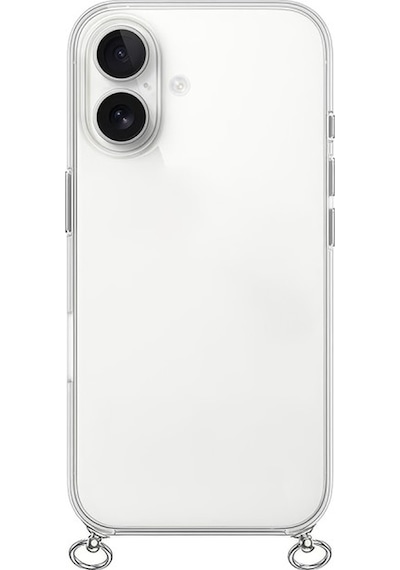 Hippi Apple Uyumlu iPhone 16 Plus Şeffaf Askılı Telefon Kılıf Beyaz - Şeffaf
