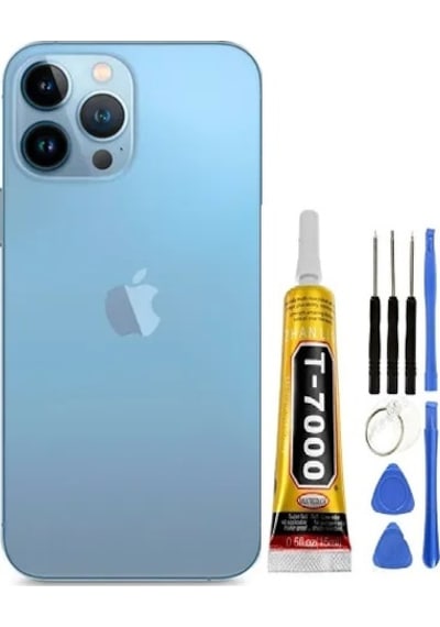 Apple İphone 13 Pro Arka Kapak + Tamir Seti + B7000 Yapıştırıcı Mavi