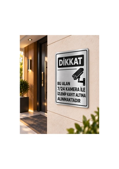 Dikkat Bu Alan 7 24 Kamera İle İzlenip Kayıt Altına Alınmaktadır Metal Levha A4 Boyutunda Sürpriz Hediyeli