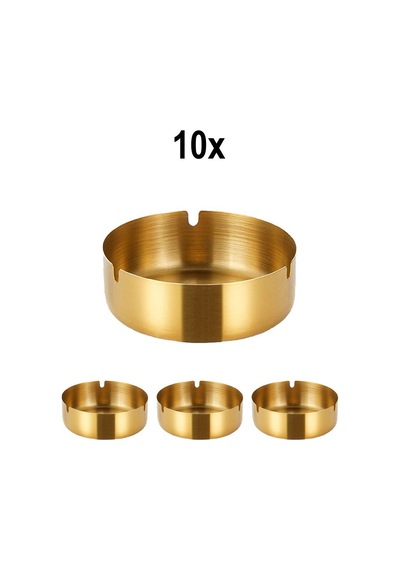 10 Adet Çelik Gold 8 Cm Kafe Restaurant Lokanta Yuvarlak Kül Tablası Küllük