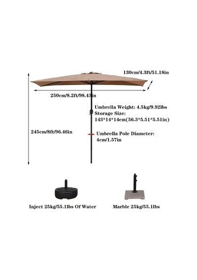 Bu Taşınabilir Veranda Şemsiyesi, 250 X 245 Cm, Krank, Dış Mekan İçin Güneş, Bahçe, Balkon, Yüzme Havuzu, Teras Ve Plaj İçin İdealdir. Media C Çok Yönlü Bir Şemsiye Diğer