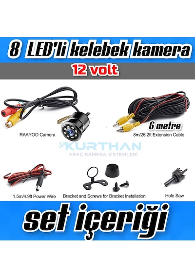 1 Adet Beyaz Ledli Kelebek Kamera Ledleri Sürekli Yanar 12 Volt