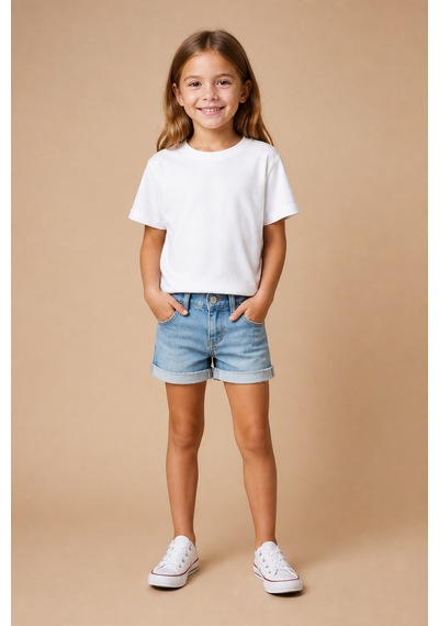 Eray Alp Kids Unisex Çocuk Beyaz Basic Tişört Yazlık Günlük Model