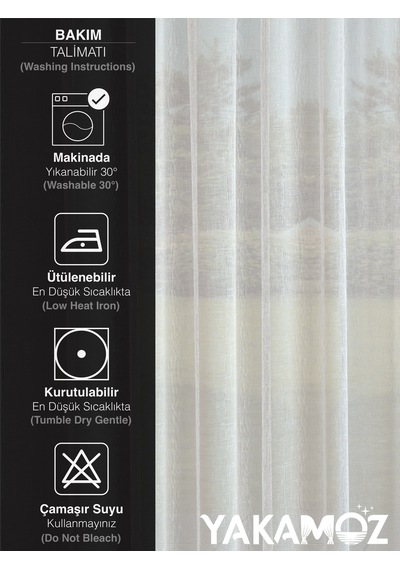 Ekru Renk Keten Görünümlü Ekstraforlu Tül Perde Linen Touch Serisi Ekru
