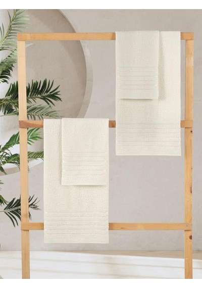 50x90 70x140 Cm Dora 4'lü Banyo Havlusu Seti Krem