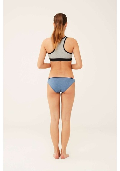 U.S. Polo Assn. Kadın Beyaz - Mavi Melanj - Gri Melanj 3 Lü Slip 66271 Mavi
