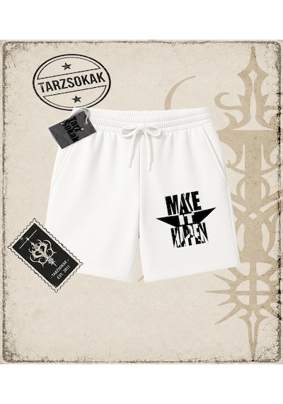 Tarzsokak Gotik & Grunge Streetwear Make It Happen Unisex Şort Beyaz