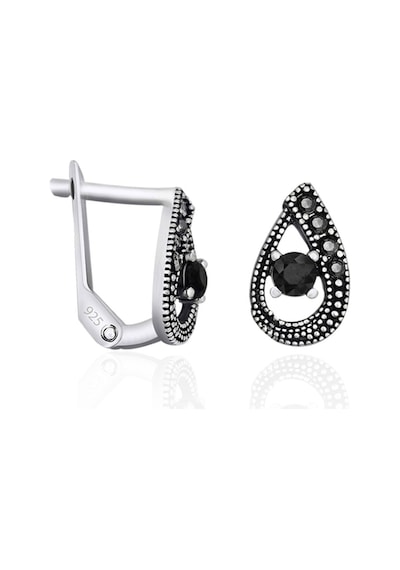Gümüş Küpe Oniks Taşlı Klipsli Model Markazit Küpe 925 Ayar St090