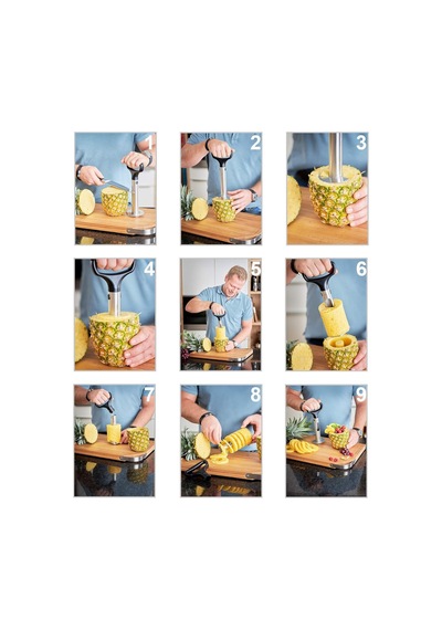 Rösle Ananas Dilimleyici Pro 12849 - Paslanmaz Çelik Abs, Kulp Uzunluğu 27 Cm, Çaba Harcamadan Ananasları Eşit Dil