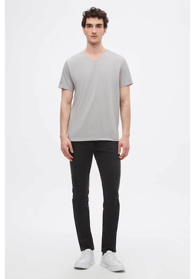 D's Damat Ds Damat Gri V Yaka %100 Pamuk T-shirt 4HC141996755M Gri