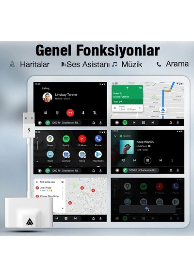Ally Usb+type-c Android Kablosuz Carplay Adaptör Çevirici - Youtube Netflix Tiktok Video Yansıtıcı- 5775 Beyaz