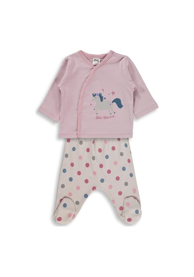 Civil Baby Unicorn Baskılı 1-9 Ay Pijama Takımı - Pembe Pink Pastel