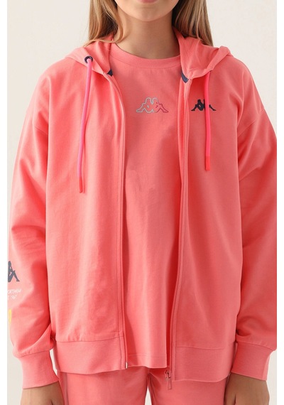Kappa Kız Çocuk Fullzıp Sweatshırt - Neon Pembe Neon Pembe