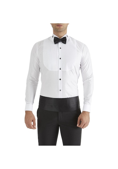 Efor Slim Fit Duble Manşet Önü Piliseli Ata Yaka Beyaz Damatlık Smokin Gömlek Gk 361 Beyaz