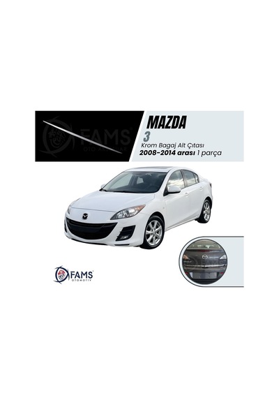 Mazda 3 Sedan Krom Bagaj Alt Çıta 2008-2014 Arası P.Çelik