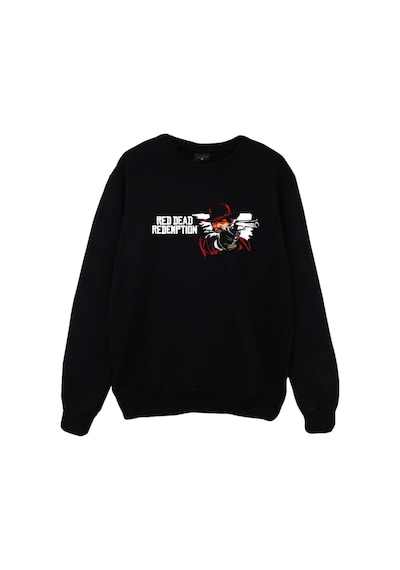 Red Dead Redemption Baskılı Bisiklet Yaka Sweatshirt Siyah