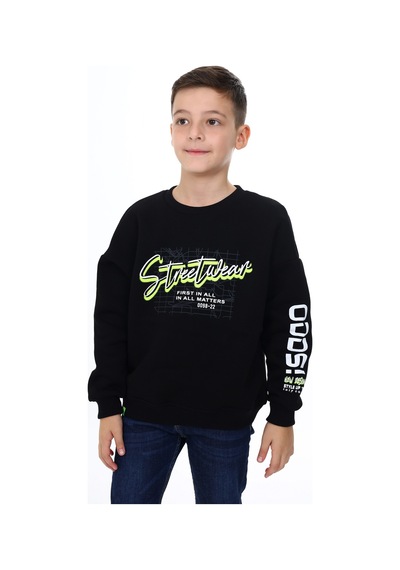 Toontoy Kids Toontoy Erkek Çocuk Oversize Bisiklet Yaka Düşük Omuz Baskılı Sweatshirt - 2 İplik Siyah Toontoy Kids Toontoy Erkek Çocuk Oversize Bisiklet Yaka Düşük Omuz Baskılı Sweatshirt - 2 İplik Siyah