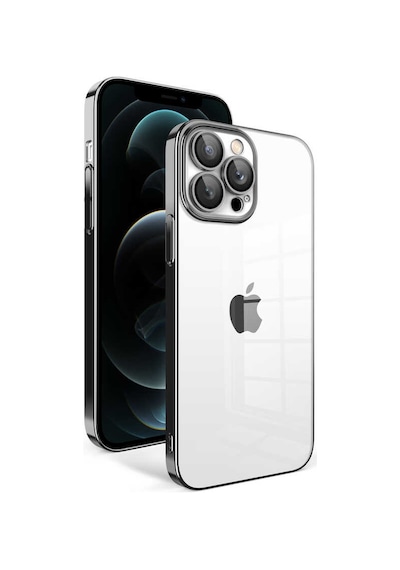 Apple Uyumlu iPhone 12 Pro Max Uyumlu Kamera Korumalı Renkli Çerçeveli Zore Garaj Kapak-siyah -
