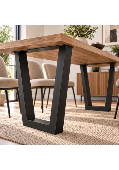 Evkolleksiyon Trapez Tipi Metal Masa Ayağı 2'li Takım 60x72 Cm 60x60 Çelik Profil Mat Siyah