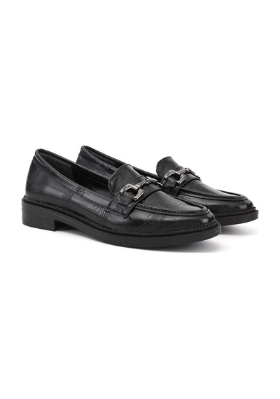 Gönderir Kadın Siyah Kroko Loafer Ayakkabı Ddza86535743