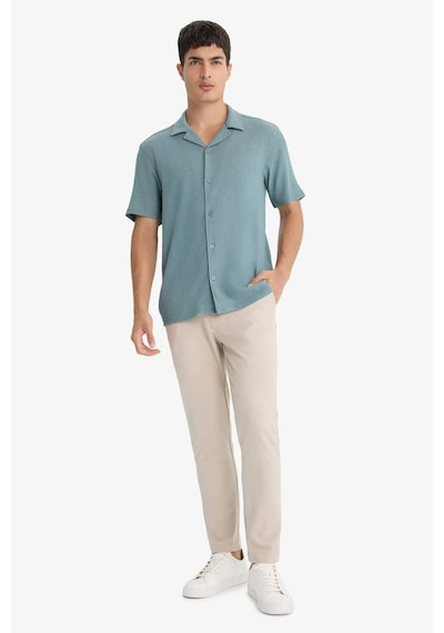 Defacto Modern Fit Polo Yaka Penye Kısa Kollu Gömlek C4125ax25smgn1249 Yeşil