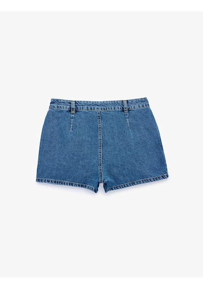 Koton Kargo Cepli Mini Denim Şort Etek Orta İndigo 6sal70031md