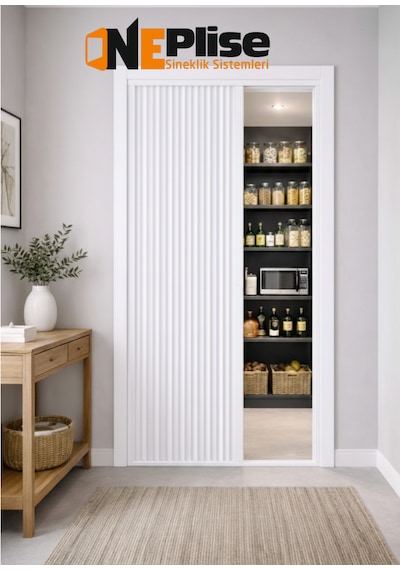 Premium Seri Kapı Seperatörü - Estetik Akordiyon Plise Perdesi Ölçü Aralığı 0-100 Cm X 0-230 Cm Ölçü - 100X230