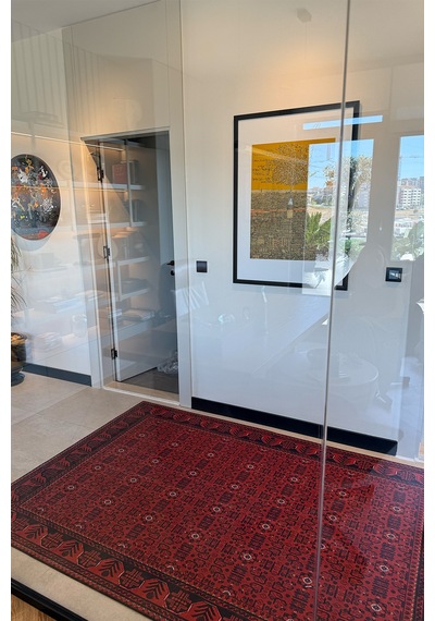 Haliç 301 Bordo Siyah Afgan Desenli Vintage Etnik Salon Halısı Oturma Odası İnce Hol Ev Oda Halısı