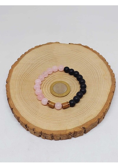 Pembe Kuvars & Oniks Taşı 8mm Unisex Tasarım Bileklik Hawaii Mode Çok Renkli