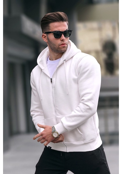 Madmext Ekru Kapüşonlu Regular Fit Erkek Sweatshirt 6033 Ekru
