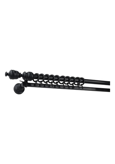 Antrasit Efil Demonte Başlıklı Ahşap Rustik Perde Askısı - Tek Raylı - 125 Cm