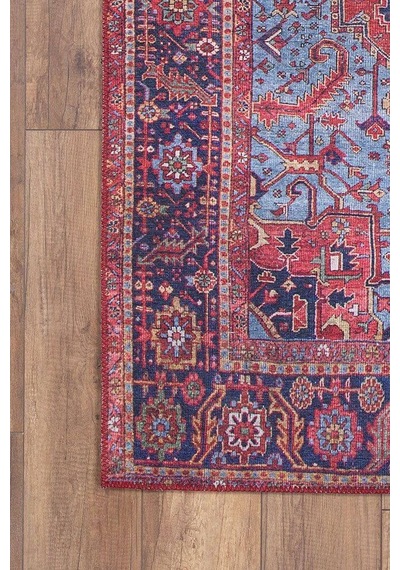 Blues Vintage Desenli Dokuma Taban Dekoratif Bordo Halı (Al 162)