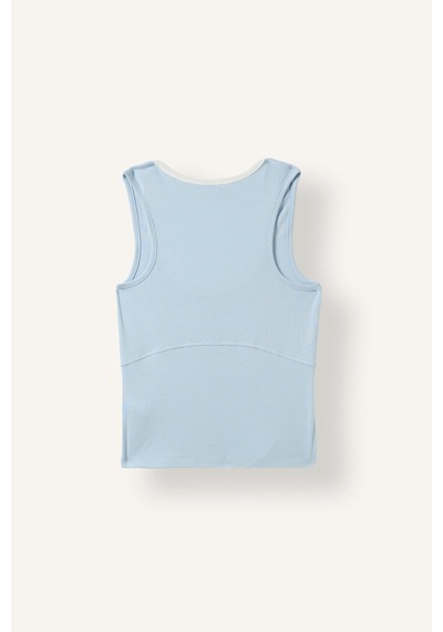 Defacto Çift Katman Görünümlü Slim Fit Ribana Crop Basic Atlet I7464ax26hsbe177 Mavi-be177