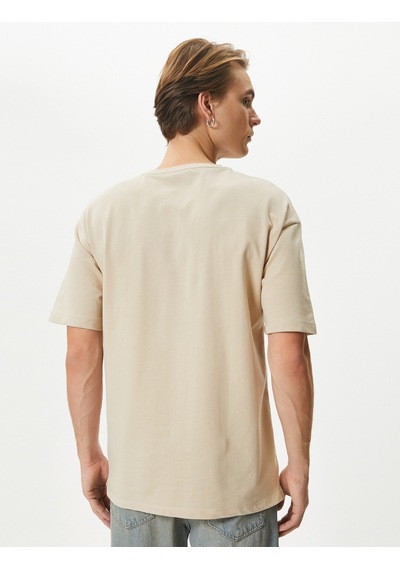 Koton Basic Oversize Tişört Bisiklet Yaka Düşük Omuzlu Kısa Kollu Pamuklu Bej 4sam10069hk Ekru