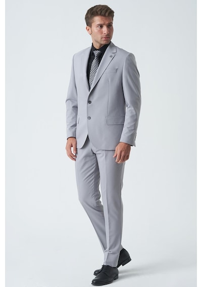 White Stone Chelmsford T2456 Slim Fit 6 Drop Düz Takım Elbise A.gri-a.gri Açık Gri