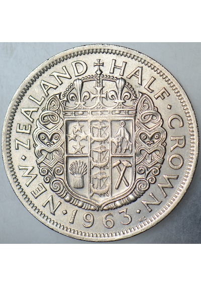 Yeni Zelanda Yarım Crown 1963 Kraliçe Iı. Elizabeth. 32 Mm. 25695426