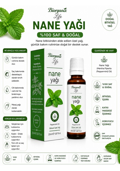 Nane Yağı 20 Ml - Ferahlatıcı & Serinletici Şakak Ve Body Masaj Yağı