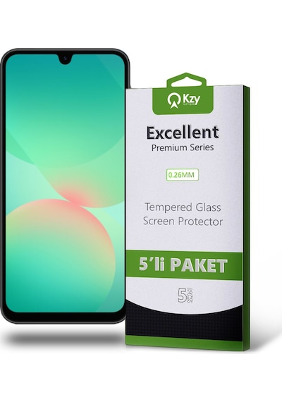 Samsung Galaxy A26 İle Uyumlu Temperli Ekran Koruyucu Kırılmaz Cam Ekonomik 5'li Paket