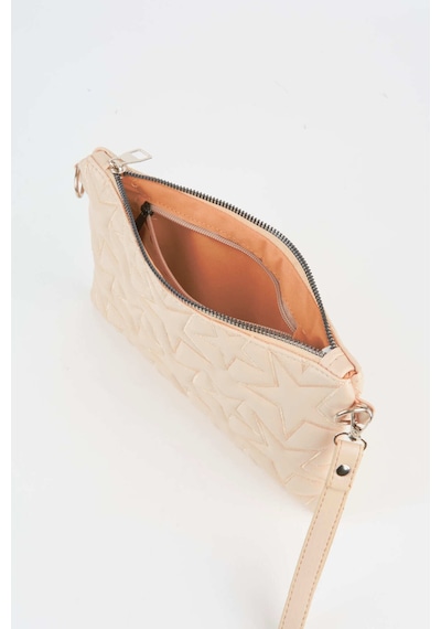 Vivaq Kadın Krem Yıldız Nakışlı Suni Deri Bilek Ve Zincir Askılı Portföy El Ve Clutch Çanta