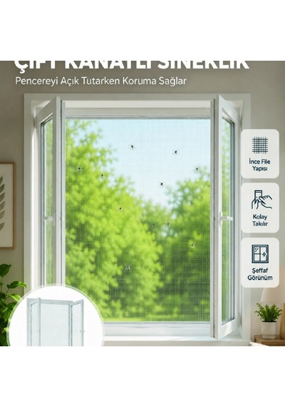 Pencere Ve Balkon İçin Çift Kanatlı Sinek Koruma Sinekliği