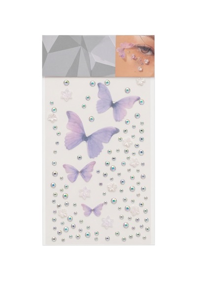 Lila Kelebek Ve Elmas Model Kız Çocuk Yüz Sticker Diğer