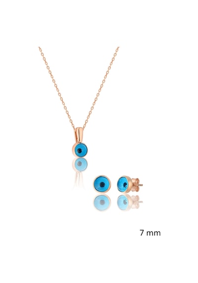 Zanaatsilver 925 Ayar Gümüş Rose Kaplama Nazar Boncuğu Set & Takım